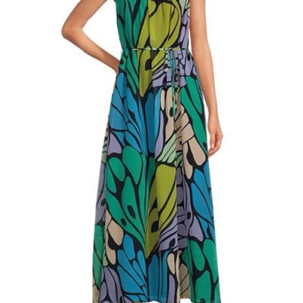 NWT! Sz M Sam Edelman butterfly trapeze chiffon Maxi Sundress - Picture 3 of 10
